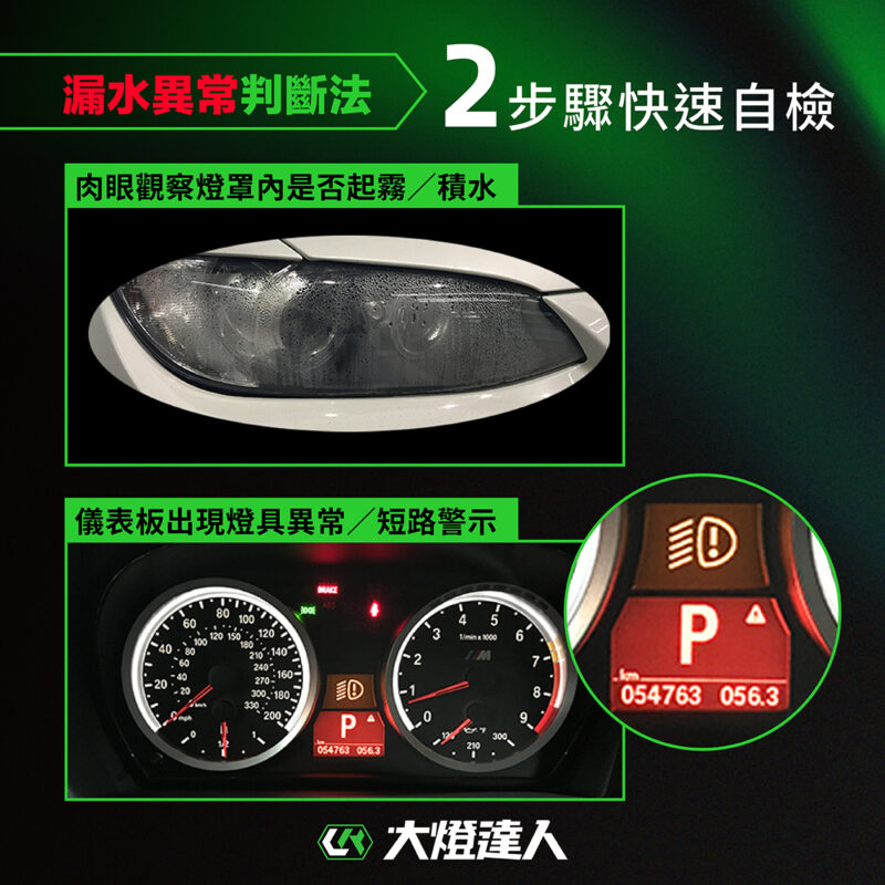 2 步驟快速判斷車燈異常漏水